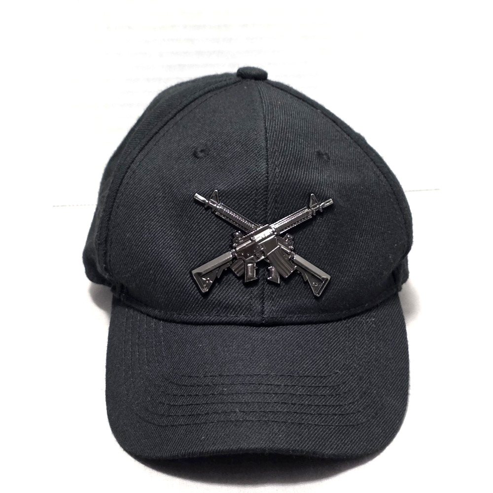 Army Performance Black Snapback Hat - Metallic Crossed Rifles Emblem